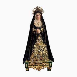 Vergine Addolorata castigliana del XVI secolo con corona d'argento del XVIII secolo