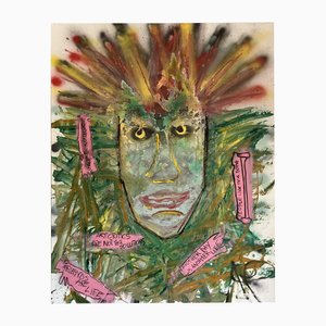 ArpVerdeacqua, Ritratto di Jean-Michel Basquiat, 2023, Acrilico su tela