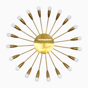 Große Mid-Century Modern Messing 20-Arm Sputnik Lampe, Deutschland, 1950er