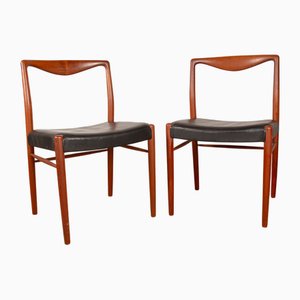 Sedie in teak e similpelle di Lyngfeldt Larsen per Soren Willadsen Mobelfabrik, Danimarca, anni '60, set di 2