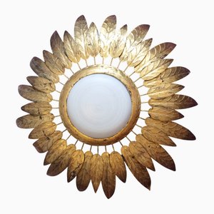 Goldene Deckenlampe aus Eisen von Ferro Art, 1960er