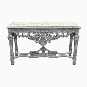 Bemalter Konsolentisch aus geschnitztem Marmorimitat im Louis XIV-Stil, 1920