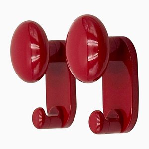 Ganci da parete moderni rosso lucido di Carlo Bartoli, anni '70, set di 2