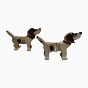 Faltbare Vintage Hunde aus Holz, 1950er, 2er Set