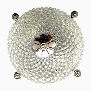 Lampada da incasso rotonda in vetro trasparente, anni '80