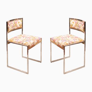 SQ-AL Chairs in Brass and Steel, 1970s, Set of 2