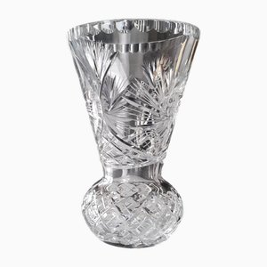 Hand-Cut 24% PbO Lead Crystal Vase, 1960s