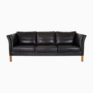 Schwarzes Ledersofa von Mogens Hansen für Stouby, 1970er