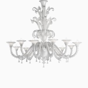 Venezianischer weißer Cà Rezzonico Murano Glas Kronleuchter von Simoeng