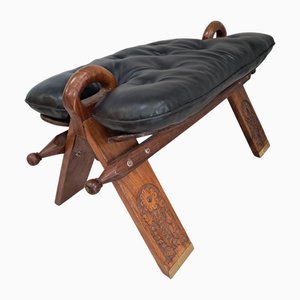 Tabouret Camel Vintage en Similicuir Noir, 1970s