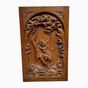 Pannello in legno intagliato, fine XIX secolo