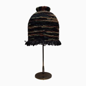 Mid-Century German Table Lamp with Slim Metal Base and Handmade Fabric Shade, 1950s