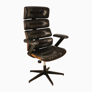 Vintage Bürostuhl aus Kunstleder & Holz, 1970er