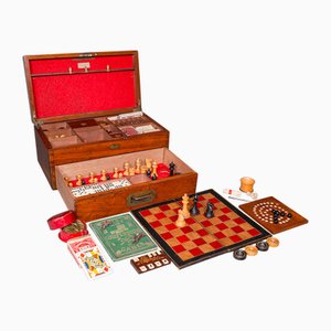 Compendio de juegos de salón inglés victoriano antiguo, década de 1860