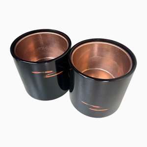 Set of Japanese Hibachi, Negoro-Nuri, 1950s, Set of 2