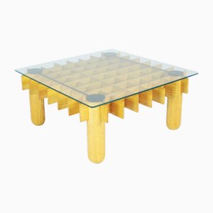 Vintage Wood and Glass Coffee Table, 1970s