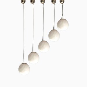 Milky-White Sphres Murano Glass Pendant by Simoeng, Set of 5