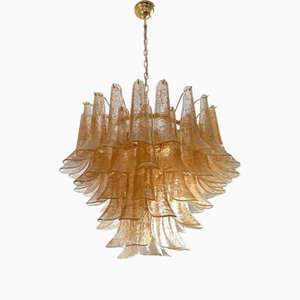 Kronleuchter aus klarem und goldenem Petali-Selle Muranoglas von Simoeng