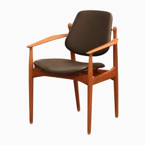 Sessel aus Teak & Leder von Arne Vodder für France & Son, 1950er