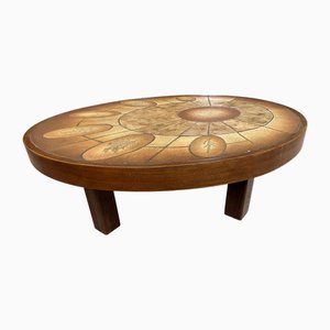 Round Oval Ceramic Coffee Table by Barrois Vallauris, 1960