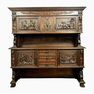 Renaissance Style Hunting Lodge Buffet in Carved Wood