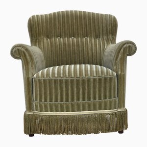 Danish Armchair in Velour and Beech Legs, 1960s