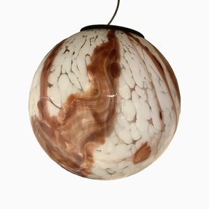 Lampada Spot bianco latte con sfera marrone in vetro di Murano di Simoeng