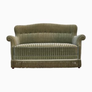 Danish 2-Seater Sofa in Velour and Beech, 1960s