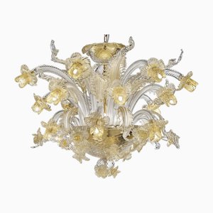 Lampadario veneziano in vetro Muarno floreale dorato di Simoeng