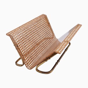 Methacrylate and Vienna Straw Magazine Rack in the style of Dior Home, 1970s