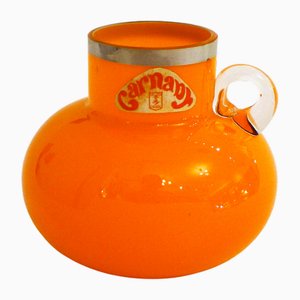 Vaso vintage in vetro opalino arancione di Carnaby, anni '60