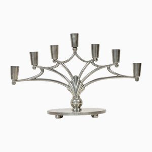Art Deco Pewter 7-Arm Candelabra from Heavy Ke & Co. Sweden, 1930s