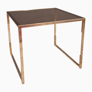 Glass and Brass Coffee Table, Italy, 1970s