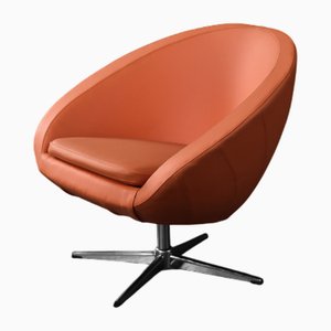 Mid-Century Scandinavian Modern Space Age Orange Swivel Armchair, 1960s
