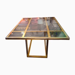 Table in Smoked Glass & Gold-Plated Steel, 1970s