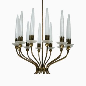 Lampadario a 12 luci di Angelo Lelii per Arredoluce, Italia, 1953