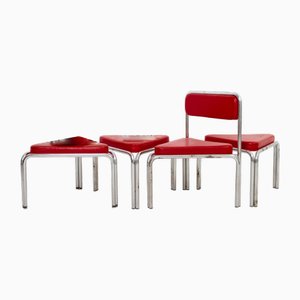 Tubular Chair and Stools from Valeri, 1970s, Set of 4