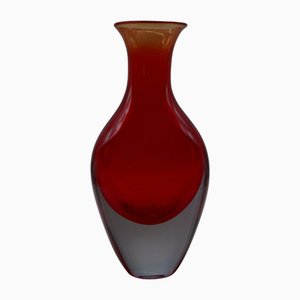 Vaso in vetro di Murano rosso e grigio di Flavio Poli per Seguso, Italia, anni '60