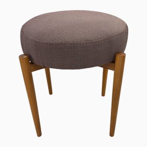 Nordischer Polsterhocker aus Holz, 1960er