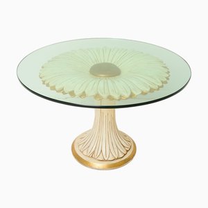 Round Carved Wood Table, Italy, 1960s