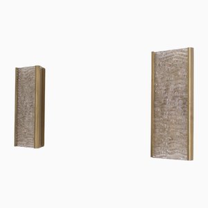 Apliques de pared italianos de cristal de Murano ondulado, años 60. Juego de 2