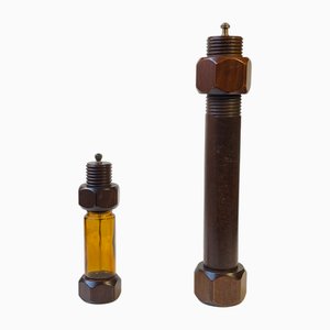 Large Mid-Century Industrial Nut and Bolt Pepper and Salt Mill, 1970s, Set of 2