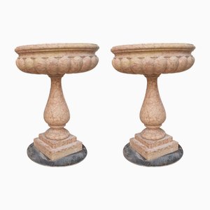 Weihwasserbecken aus rosa Verona Marmor, 1940er, 2er Set