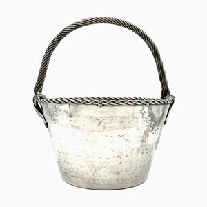 Refroidisseur à Champagne Vintage en Laiton et Plaqué Argent, Espagne, 1980s