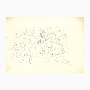 Mino Maccari, The Woodcutter, Ink Drawing, 1940