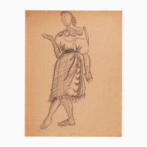 Colette Bloch, ragazza, disegno a matita, metà del XX secolo