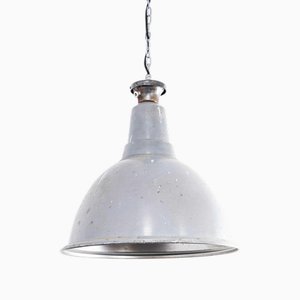 Large Industrial Grey Pendant Lamp, 1950s
