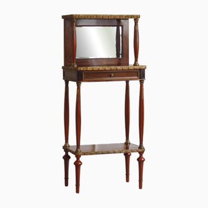 Louis XVI Mahogany Dressing Table with Mirror and Brass Trim, 1890s