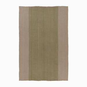 Beige Kilim with Green Textural Stripes by Rug&Kilim