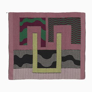 Charlotte Funk Tapestry with Optical Geometric in Pink and Green by Rug&Kilim